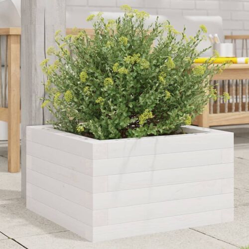 Vidaxl Jardinière Blanc 40x40x23 Cm Bois De Pin Massif