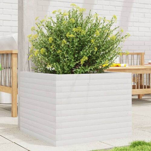 Vidaxl Jardinière Blanc 60x60x45,5 Cm Bois De Pin Massif