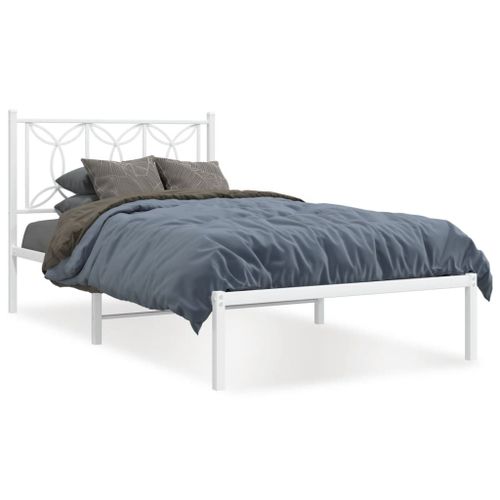 Vidaxl Cadre De Lit Métal Sans Matelas Et Tête De Lit Blanc 100x190 Cm