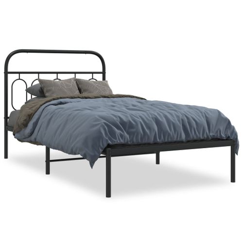 Vidaxl Cadre De Lit Métal Sans Matelas Avec Tête De Lit Noir 100x190cm