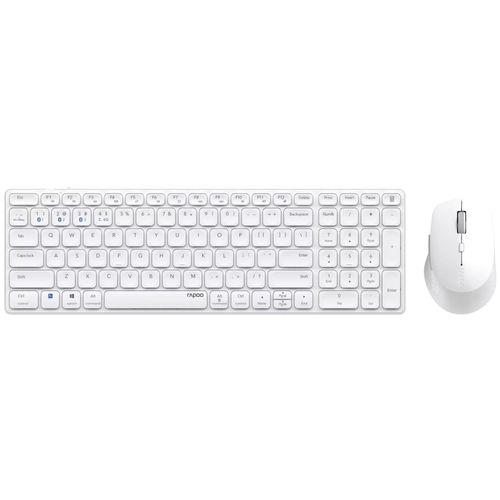 Rapoo 9700M - Ensemble clavier et souris - sans fil - 2.4 GHz, Bluetooth 4.0, Bluetooth 3.0, Bluetooth 5.0 - QWERTY - blanc