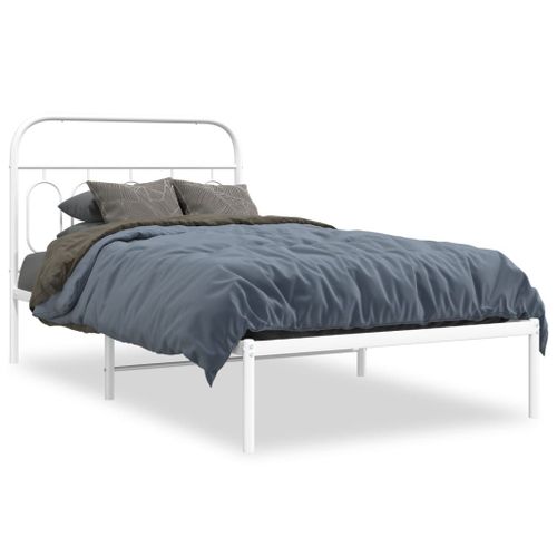 Vidaxl Cadre De Lit Métal Sans Matelas Et Tête De Lit Blanc 100x190 Cm