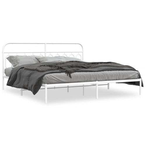 vidaXL Cadre de lit métal avec tête de lit blanc 200x200 cm