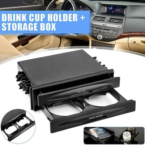 Pochette Pour Radio Simple Din De Voiture, Boîte De Rangement Universelle Pour Cd Et Radio, Porte-Gobelet Pour Boissons, Noir