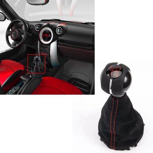 Pommeau De Levier De Vitesse Manuel Avec Soufflet En Cuir, Levier De Vitesse Avec Guêtre, Mini Cooper F55, F56, F57, F54, F60, Rouge, 25117641999, 6 Vitesses