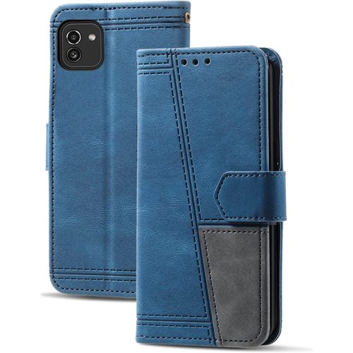 Coque Compatible Avec Galaxy A03 (Pas Pour A03s), Portefeuille Housse En Cuir Pu Pour Samsung Galaxy A03, Magnetique Antichoc Flip Coque, Bleu