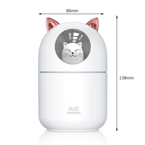 Purificateur d'air USB silencieux, diffuseur d'arôme de chat mignon avec veilleuse colorée, purificateur d'air, brume fraîche pour la maison