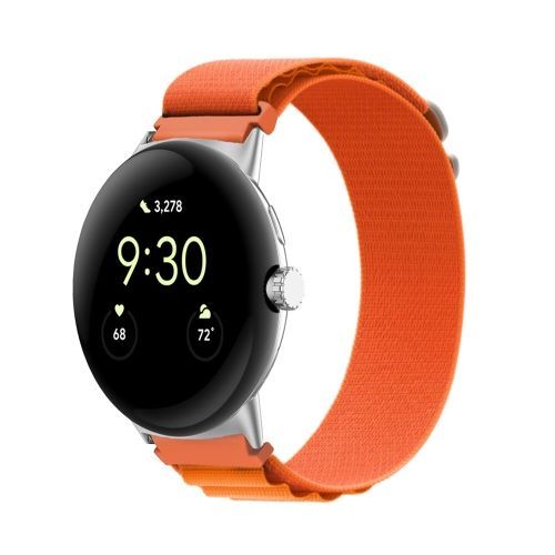 Pour Google Pixel Watch Bracelet De Connecteur Argenté À Boucle En Nylon - Orange