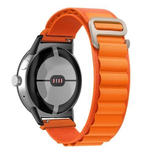 Pour Google Pixel Watch Bracelet De Connecteur Noir À Boucle En Nylon - Orange