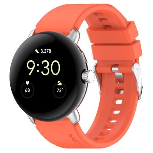 Pour Connecteur Métallique Google Pixel Watch + Bracelet En Silicone De Couleur Unie - Orange