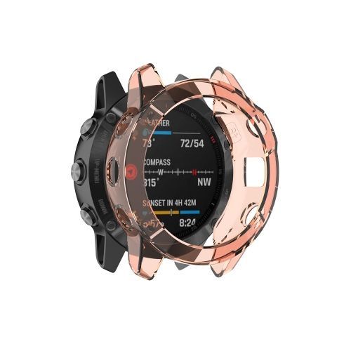 Convient Au Boîtier De Montre En Gel De Silice Tpu Transparent Garmin Fenix 6s / 6s Pro - Orange Transparent