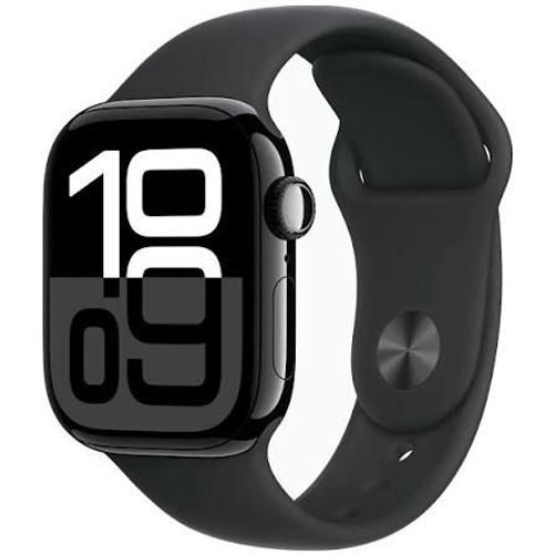 Apple Watch Series 10 (GPS) 46 mm Aluminium Noir de Jais avec Bracelet Sport Noir M/L