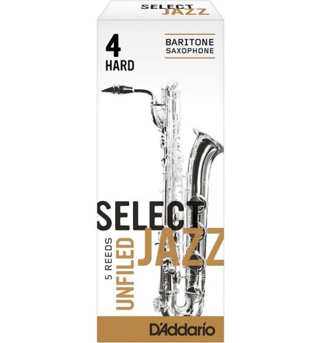 D'addario Rrs05bsx4h - Anches Select Jazz - Saxophone Baryton, Coupe Américaine, Force 4-Hard, Boîte De 5