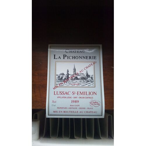 Étiquette De Vin Château La Pichonnerie Lussac Saint Emilion 1989 Neuve