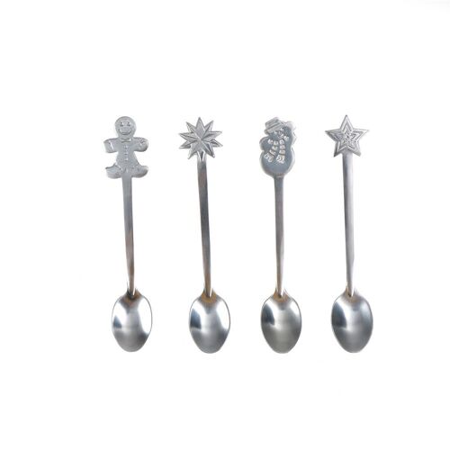 Cuillère À Café De Noël En Acier Inoxydable, 4 Pièces/Ensemble, Cuillère À Thé Pour Enfants, Cadeaux De Table De Noël