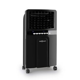 oneConcept Baltic Black - Rafraichisseur d'air/ventilateur sur roulettes de 65W avec fonction humidificateur/ioniseur (3 niveaux de puissance, mobile, 400m³/heure) - noir