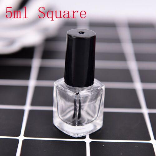 Bouteille Transparente Avec Couvercle, Brosse, En Verre, Vide, Pour Vernis À Ongles, Cosmétiques, Conteneurs Carrés, Huile, 5ml 