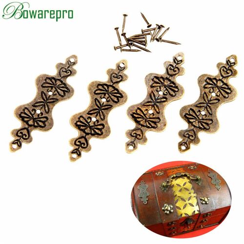 Boîte à bijoux en laiton Antique 56x20mm, 4 pièces, boîtier en bois décoratif pour les pieds, protecteur d'angle de jambe, raccords de meubles