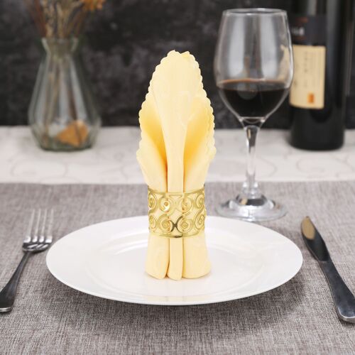 Ronds De Serviette En Or Avec Motif Évidé, Porte-Serviettes Rond, Boucles De Serviette, Mariage, Fête De Noël, Décoration De Table, 12 Pièces