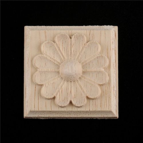 Bowarepro-sculpture de fleurs en bois naturel, moulures en bois non peintes, Figurines décoratives, pour meubler une armoire, 1PC