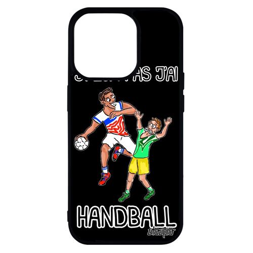 Coque pour iPhone 14 pro en silicone jpeux pas j'ai handball bd sport comique Noir hand smartphone original drole humoristique