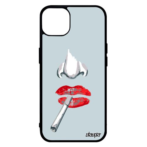 Coque silicone femme iPhone 14 original levres case smartphone cigarette rouge love bisou etui bouche telephone fatale art de