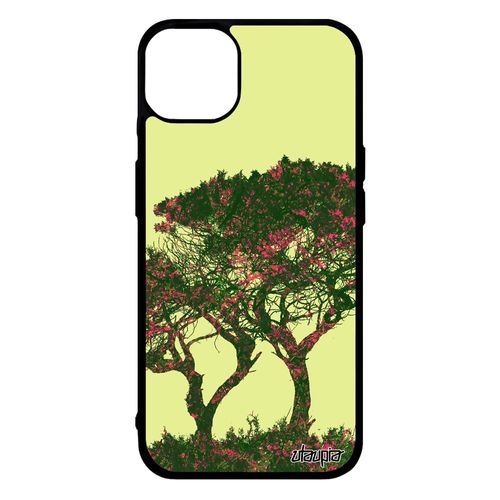 Coque Iphone 14+ Plus Silicone Arbres Original Ecolo Nature Paysage Peinture 256 Go Ecologie Metal Design Vert Antichoc Rigide
