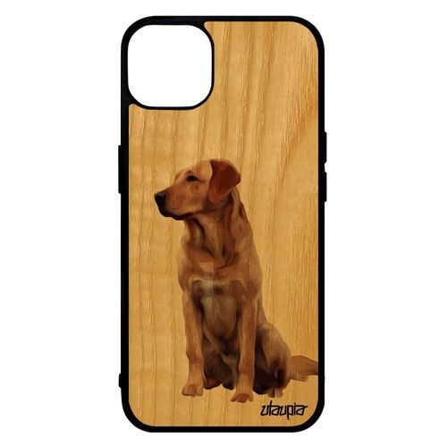 Coque En Bois Pour Iphone 14 Silicone Chien Design Cover Animal Mobile Animaux De Protection Originale Golden Retriever Beige