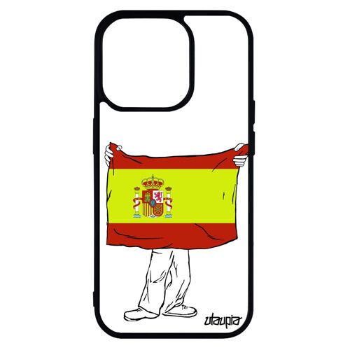 Coque iPhone 14 pro silicone drapeau espagne espagnol Euro basket foot personnalisé football 256 Go pas cher jo portable noir