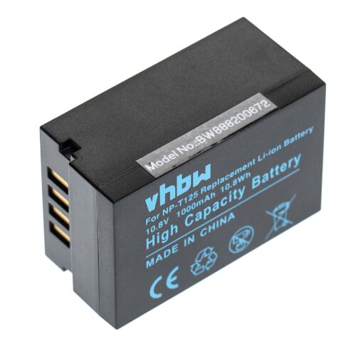 vhbw Batterie remplacement pour Fuji / Fujifilm NP-T125 pour appareil photo, reflex numérique (1000mAh, 10,8V, Li-ion)