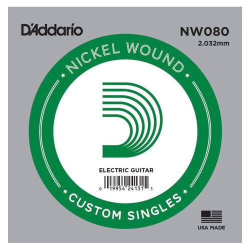 D'addario Nw080, .080 - Corde Au Détail Filet Nickel Guitare Électrique