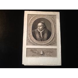 [Rare Gravure Ancienne] Portrait Du Pape Pie Vii.Dessiné D'après Nature Par N. Gosse, En Janvier 1814.Gravé Par N. Courbe
