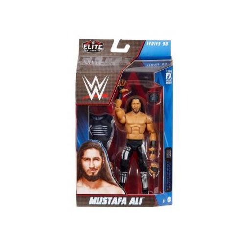 Figurine Articulee Mustafa Ali Et Accessoires - Collection Elite Wwe - Superstar, Catcheur, Champion Lutte - Set Jouet + Carte