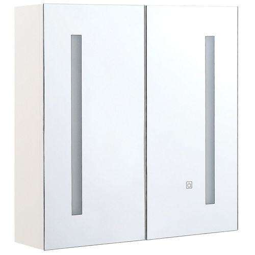 Armoire de toilette blanche avec miroir LED 60 x 60 cm CHABUNCO