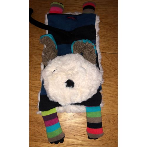 Doudou Chien Catimini Fourrure Creme Peluche Rayures Multicolore Bleu Et Marine Jouet Animal Lapin Bebe