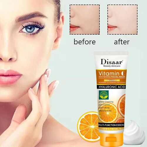 Nettoyant Pour Le Visage, 100ml, Vitamine C, Blanchissant, Hydratant, Nettoyage En Profondeur, Anti-Vieillissement, Contrôle Du Sébum, Soins De La Peau 