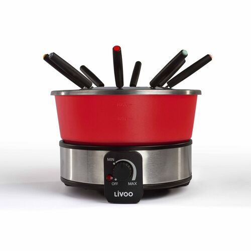 livoo - appareil à fondue 1000w 8 fourchettes rouge - doc225