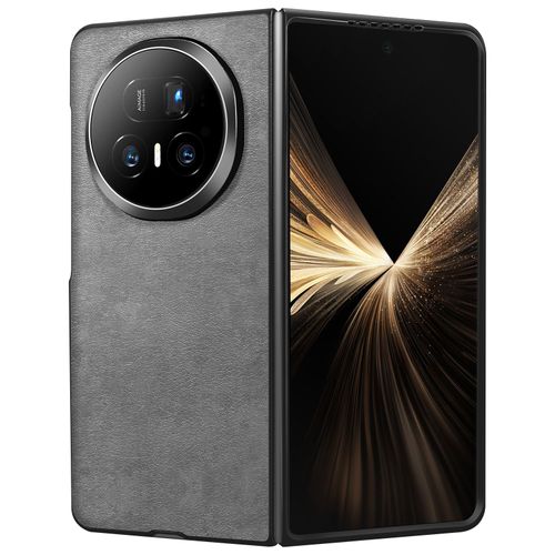 Coque pour Honor Magic V5 Rigide Effet Cuir Grainé avec Bords Renforcés Gris