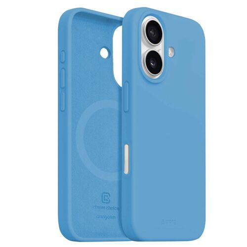 Coque MagSafe en Silicone pour iPhone 16 Compatible Charge Magnétique Crong Bleu