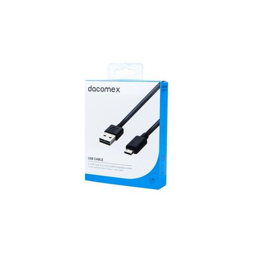 DACOMEX Cordon réversible USB 2.0 Type-A - micro USB B noir - 1 m