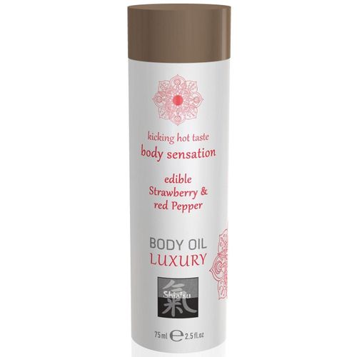 Huile Luxury Comestible Saveur Fraise Et Poivre Rouge - 75 Ml Hot - Shiatsu 