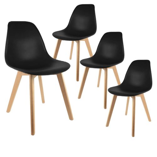Melya - Lot De 4 Chaises Scandinaves Noires