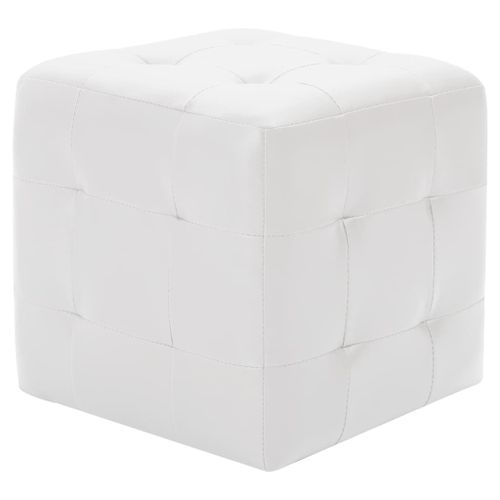 Vidaxl Poufs 2 Pcs Blanc 30 X 30 X 30 Cm Similicuir
