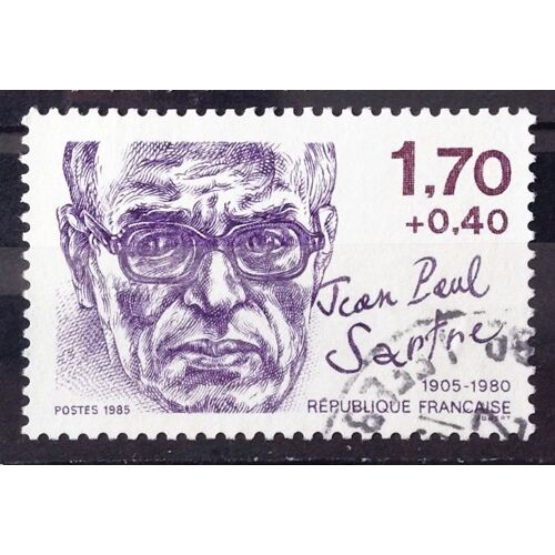 Personnages Célèbres - Jean-Paul Sartre 1,70+0,40 (Très Joli N° 2357) Obl - France Année 1985 - N26329