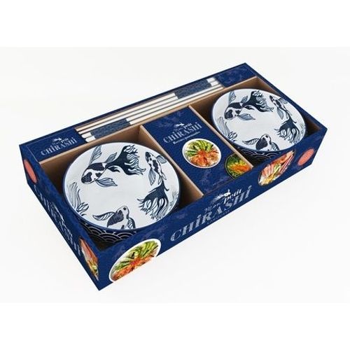 Mon Petit Chirashi - Coffret Avec 1 Livre De Recettes Mon Petit Chirashi, Recettes Gourmandes, 2 Bols En Céramique Et 2 Paires De Baguettes En Bois