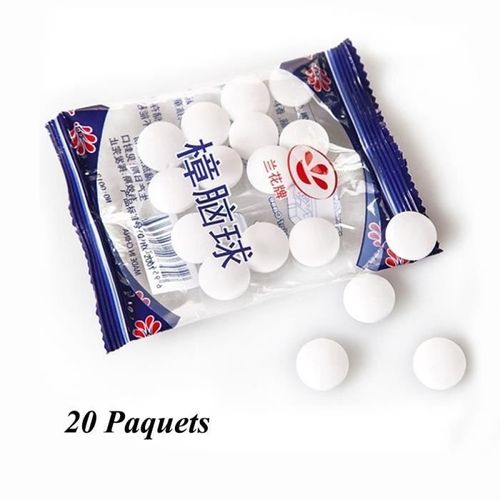20 Paquets Boules Anti-mites Blanches Boules de Naphtaline Aromanthème