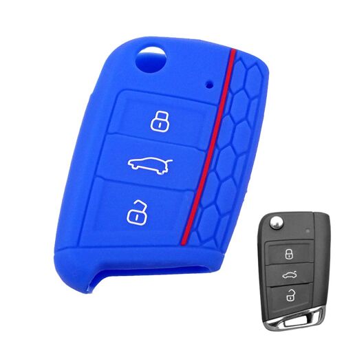 Housse En Silicone Pour Clé Télécommande À 3 Boutons, Étui Pour Clé Compatible Avec Vw Golf 7 /Skoda Seat Octavia Combi Leon Ibiza 2015 2016 2017 2018 2019