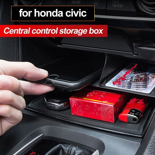Boîte De Rangement De Contrôle Central De Véhicule, Boîte De Rangement À Plusieurs Niveaux En Treillis Pour Honda Civic 10th 2016 2017 2018 2019 Accessoires De Voiture