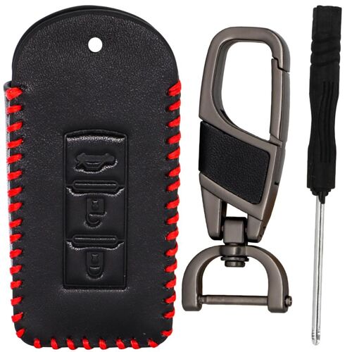 Étui À Porte-Clés En Cuir À 3 Boutons Avec Porte-Clé, Pour Mitsubishi Outlander Lancer Ex Asx Pajero Sport Colt Grandis