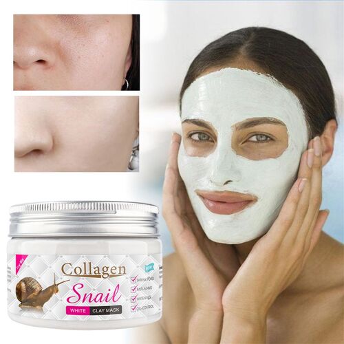 Masque Facial Au Collagène D'escargot, Masque De Soin Facial Hydratant Pour La Peau, Anti-Graisse, En Argile Blanchissante, Élimine La Corne, Rétrécit Les Pores, Lavable 